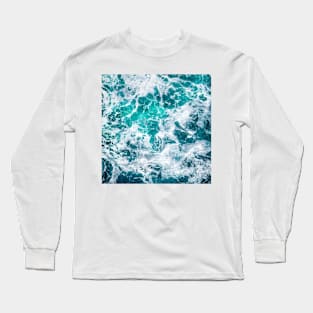 Ocean foam, Blue Ocean Summer Beach Waves Long Sleeve T-Shirt